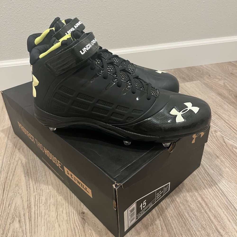 Under Armour UA Fierce Havoc MID D Black Men's Football Cleats Size 15